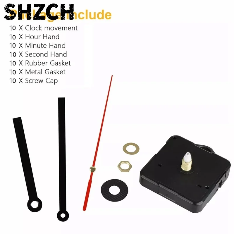 10Pcs DIY Clock Movement Mechanism Silent Quartz Wall DIY Clock Hands Kit Repair Replacement Tool Parts