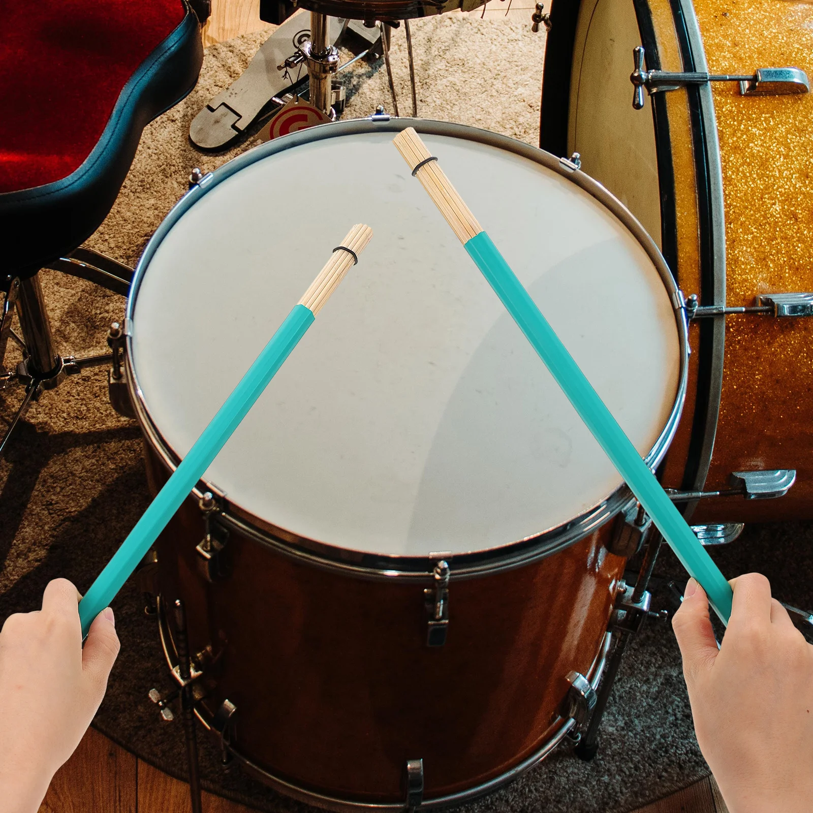 

1Pair Bamboo Drumsticks Professional Wear-Resistant Drum Hammer Replacement Percussion Mallet Accessory Bamboo Drumstick