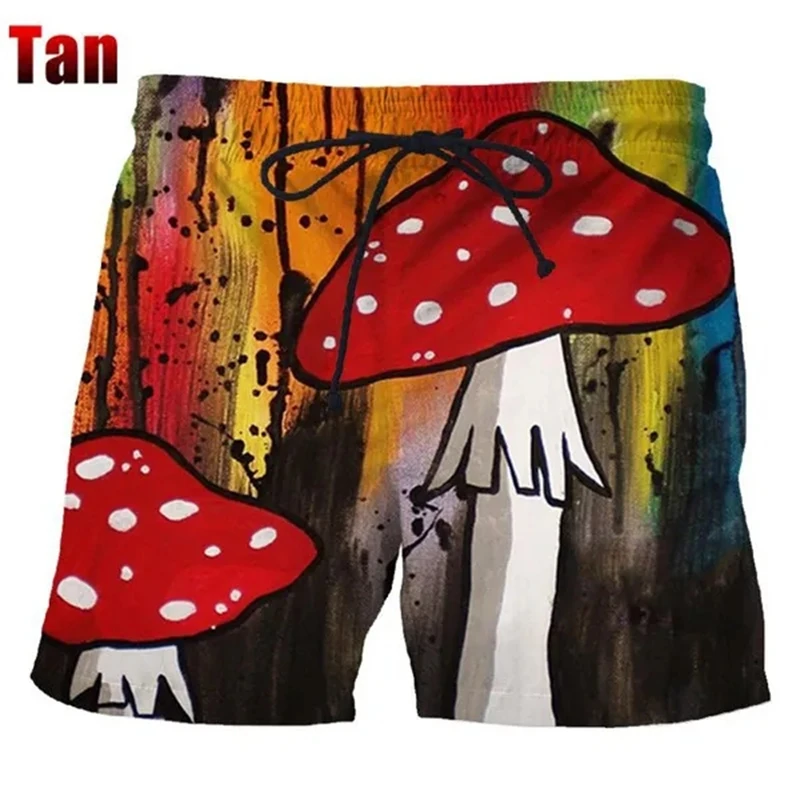 Newest Summer Fashion Mushroom Head 3D Printed Men's Board Shorts Unisex Casual Harajuku Style Beach Swimming Shorts Cool Kids