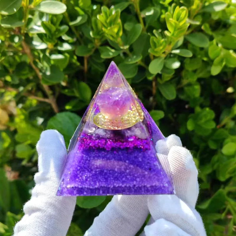 Ball Pyramid Crystal Gravel Epoxy Resin Home Desktop Handmade Ornament Auspicious Feng Shui