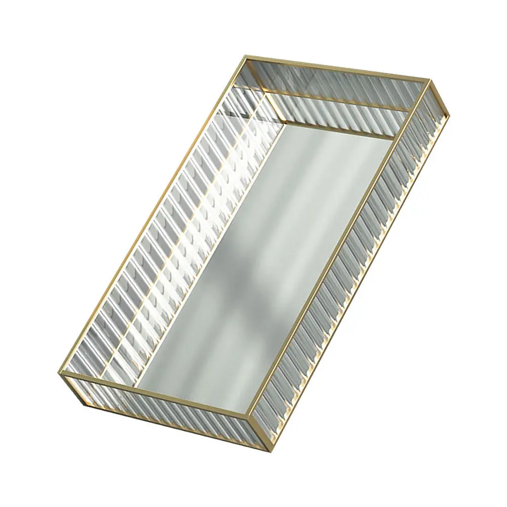 Glass Storage Tray for Bathroom Vanity Countertop Shampoo Lotion Cosmetics Organizer Jewelry Toiletries Plate Makeup Holder
