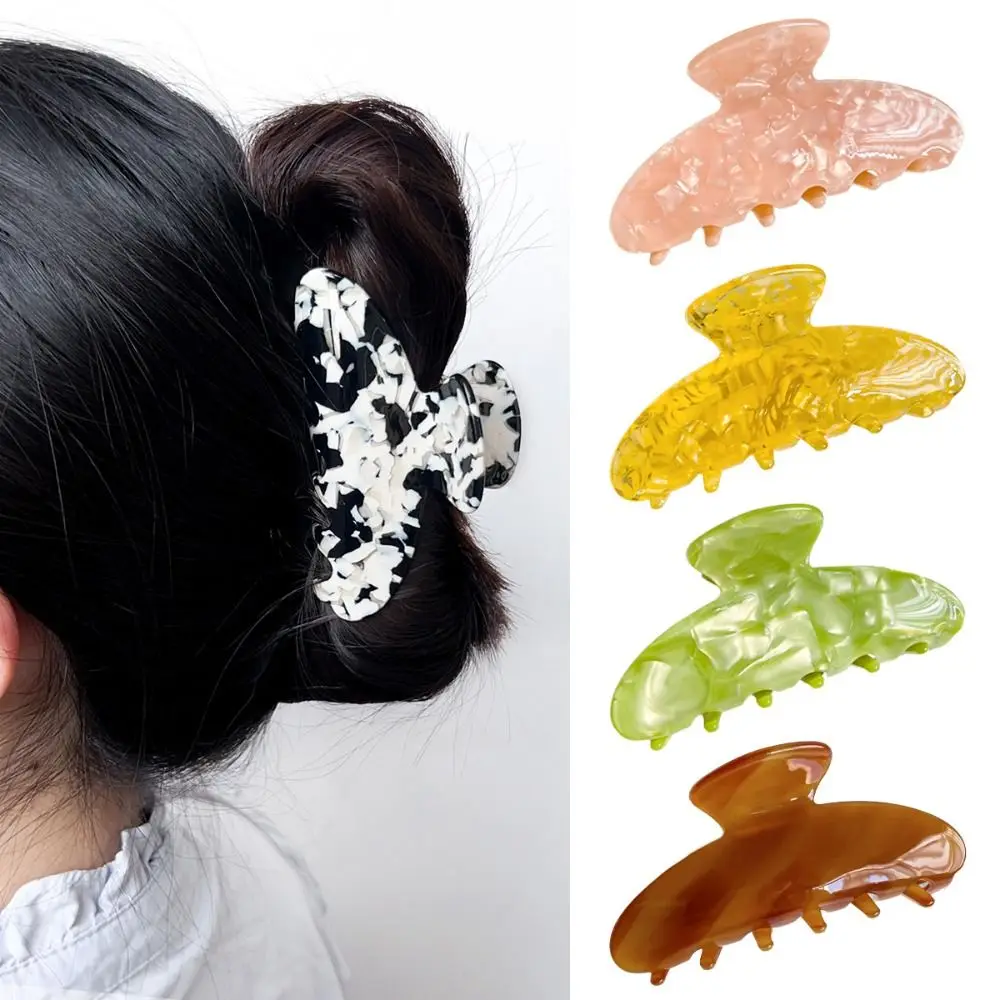 

Solid Color Fresh Acetate Hair Claw Hair Clip Shark Clip Irregular Pattern Shark Clip Hairpin Geometry Flower Hair Claw Female