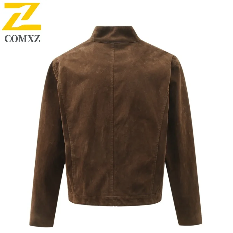 سترة رجالي كاجوال بياقة واقفة من COMXZ معطف مريح لركوب الدراجات في الهواء الطلق وخفيف الوزن ومتين للخريف ملابس جديدة