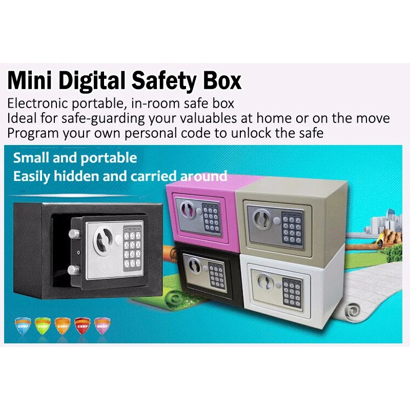 Digital Safe Box Safety Money Gun Electronic Lock Safe Fireproof Safes for Home Strongbox Small Cash Security Lockable Storage