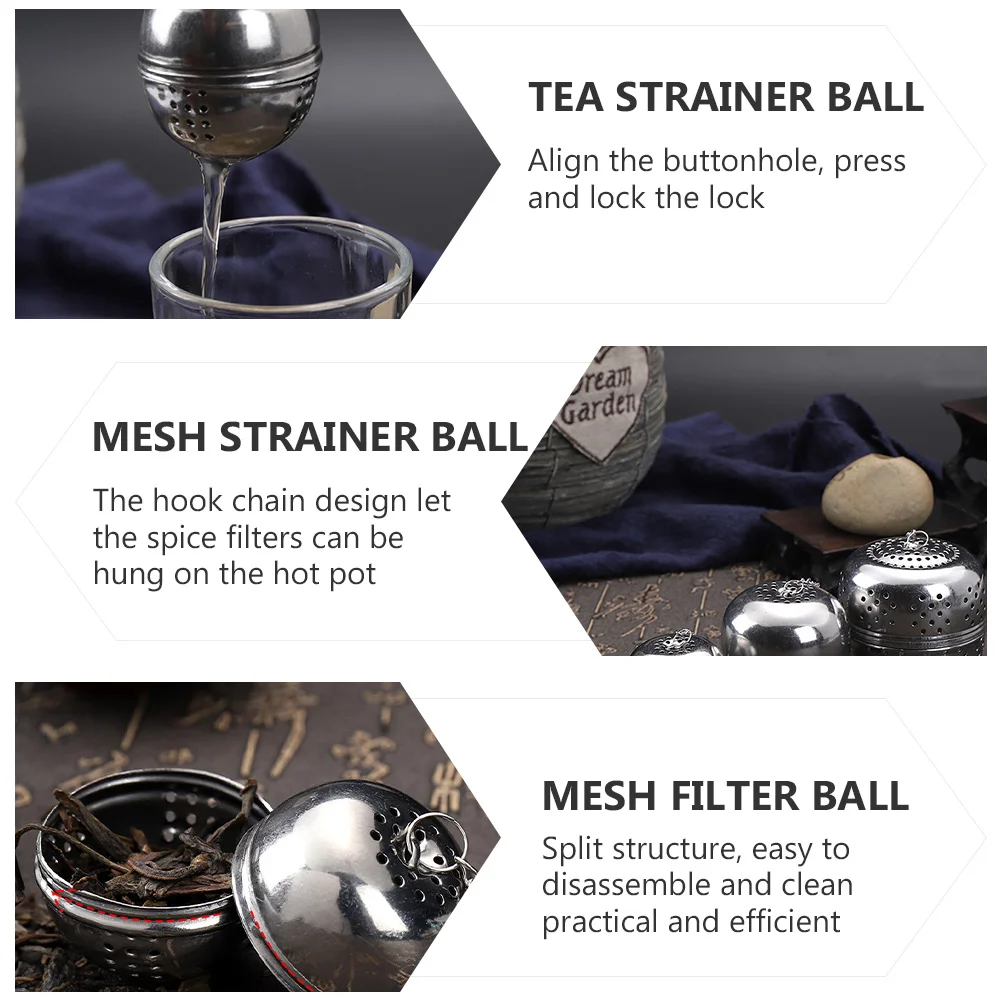 4 Pcs Hot Pot Stainless Steel Seasoning Ball Tea Strainer Home Diffuser 304 Filter