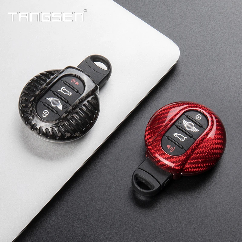 Carbon Fiber Car Key Case Cover Compatible For BMW MINI COOPER S ONE JCW F54 F55 F56 F57 F60 Smart Remote Shell Auto