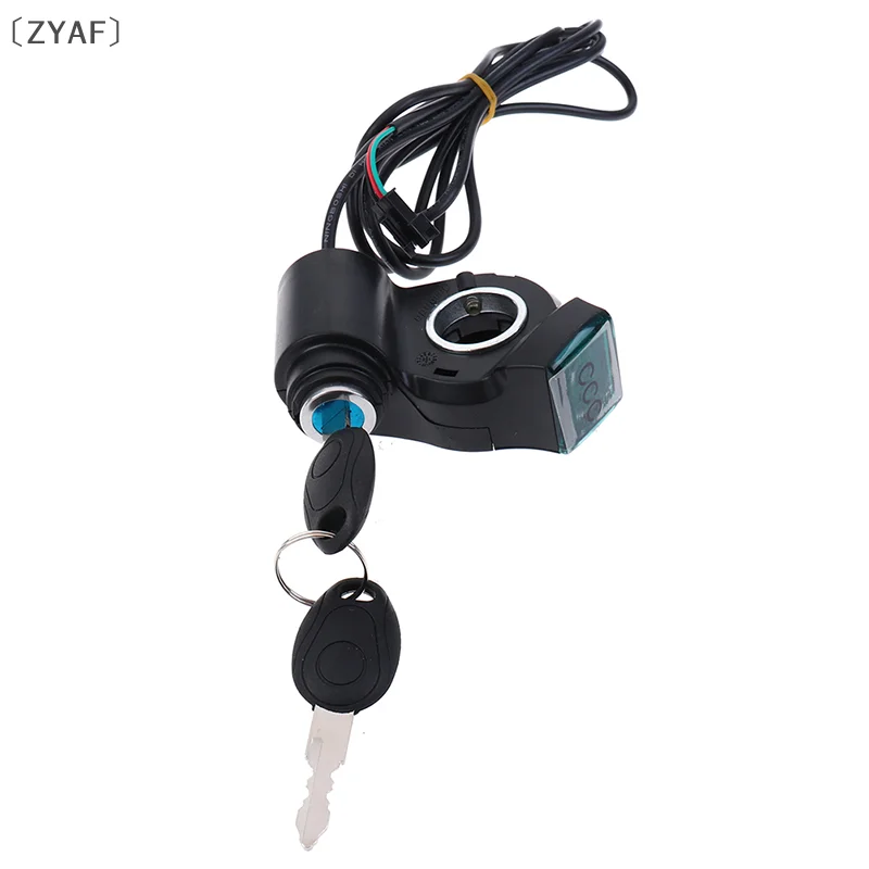 [ZYAF.] دراجة كهربائية الإبهام خنق الجهد عرض مفتاح الطاقة مع قفل المفتاح