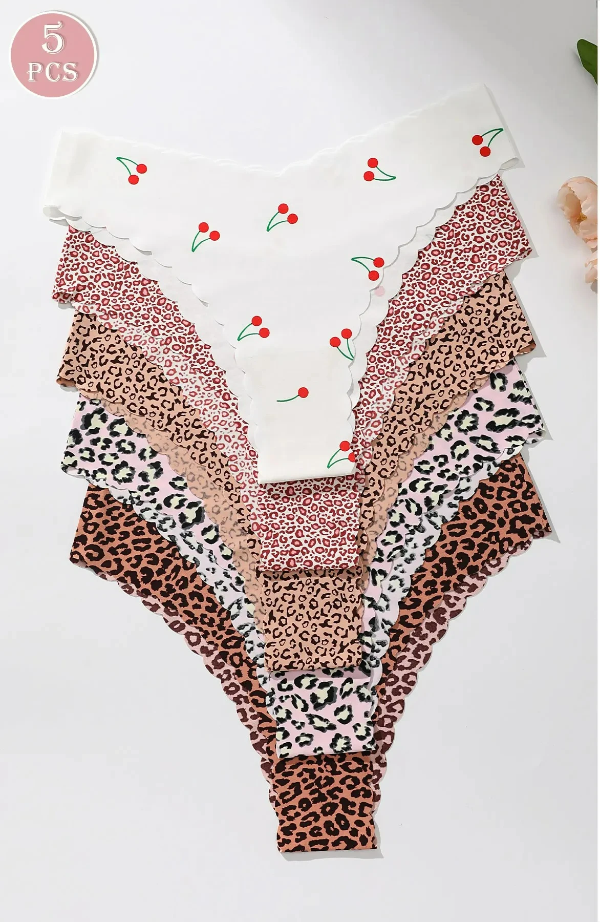 

Комплект из 10 женских трусиков с треугольными принтами и волнистыми краями, гладкое и приятное для кожи мягкое женское нижнее белье.