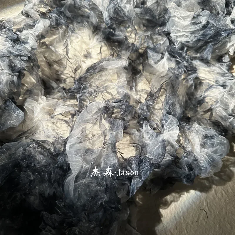 

Pleated Fabric Ink Painting Halo Dyed Crystal Organza Antique Designer for Clothing Diy Sewing Material By The Meter