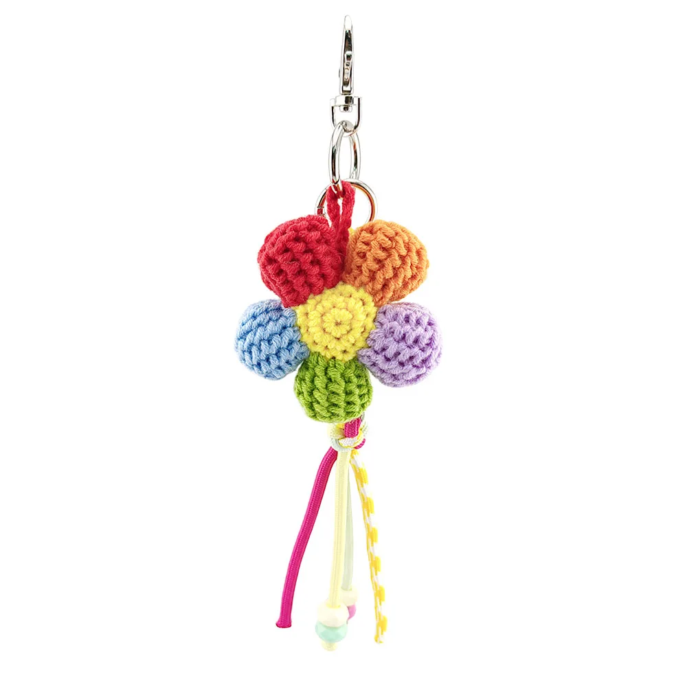 

HUIDANG Bag Charms Trending Colorful Crochet Flower Keychain For Bags Woman Girl Gift New