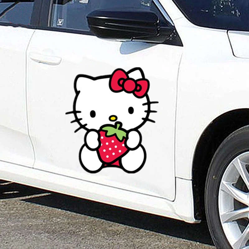 Kawaii Sanrio Cute Hello Kitty Sticker Motorcycle Car Cartoon Decoration Landscaping Car Sticker Children\'s Toy Birthday Gift