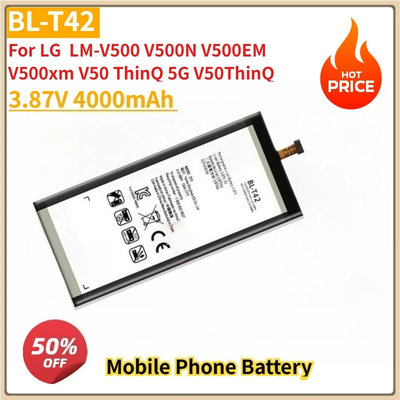 

Новый сменный аккумулятор для мобильного телефона BL-T42 3,87 В 4000 мАч для LG LM-V500 V500N V500EM V500xm V50 ThinQ 5G V50ThinQ