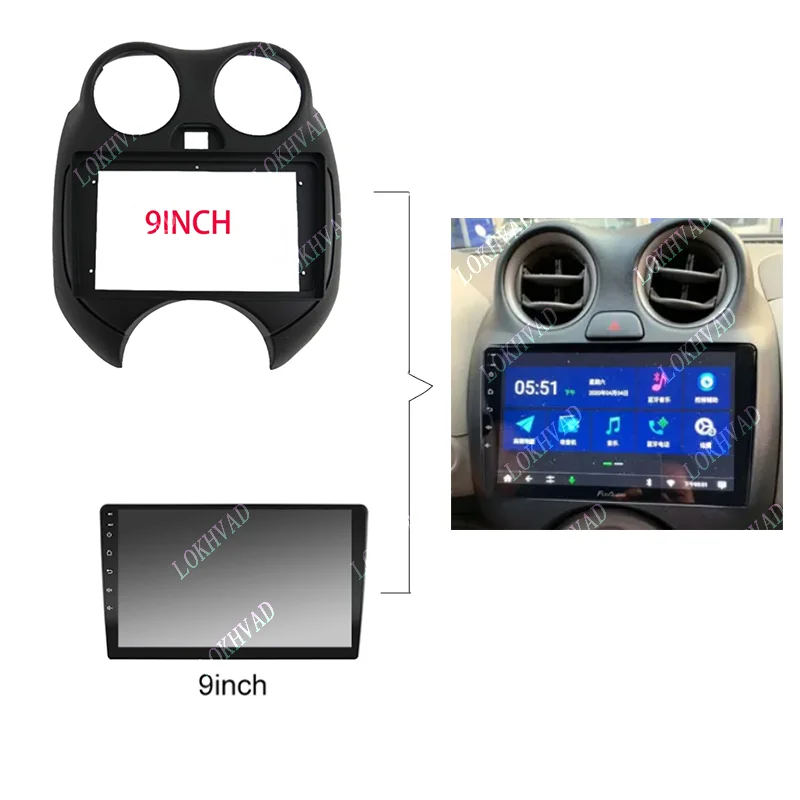 For Nissan MARCH 2010-2018 Car Android Radio Casing Panel Frame 2 Din Unit Head Fascia Stereo Dash Cover