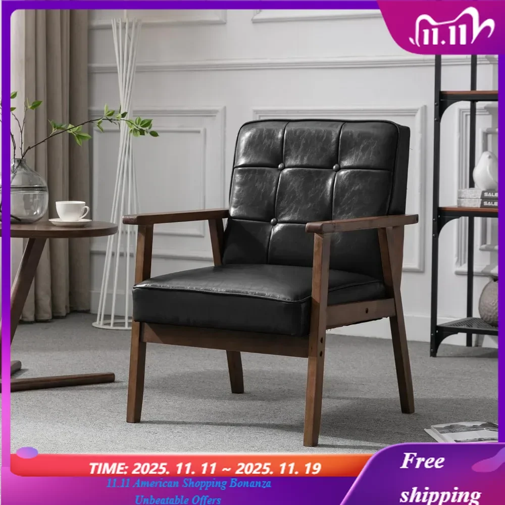 

Modern Leather 2-Seater Sofa And Accent Chair Set Small Space Saving Design Upholstered Loveseat for Apartments