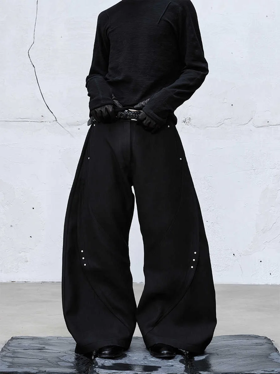 

Мужские брюки American Retro Ghost Blade, повседневные, широкие, с заклепками, свободного кроя, длинные, молодежная мода, весенняя коллекция