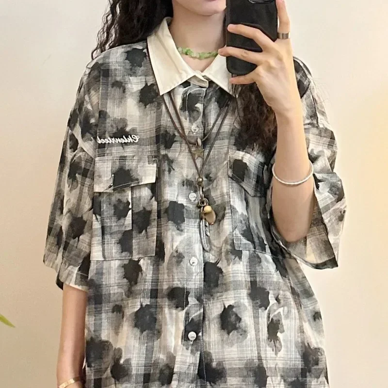 2025 Blusas Mujer De Moda Summer Blouses Women Clothing Short Sleeve Print Streetwear Shirts Casual Fashion Vintage Blouse Tops