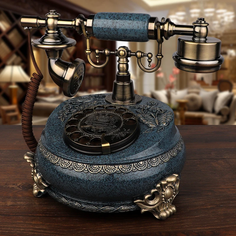 Antique Telephone Retro Landline Phone with Mechanical Ring, Speaker and Redial Function Fixed Telephone