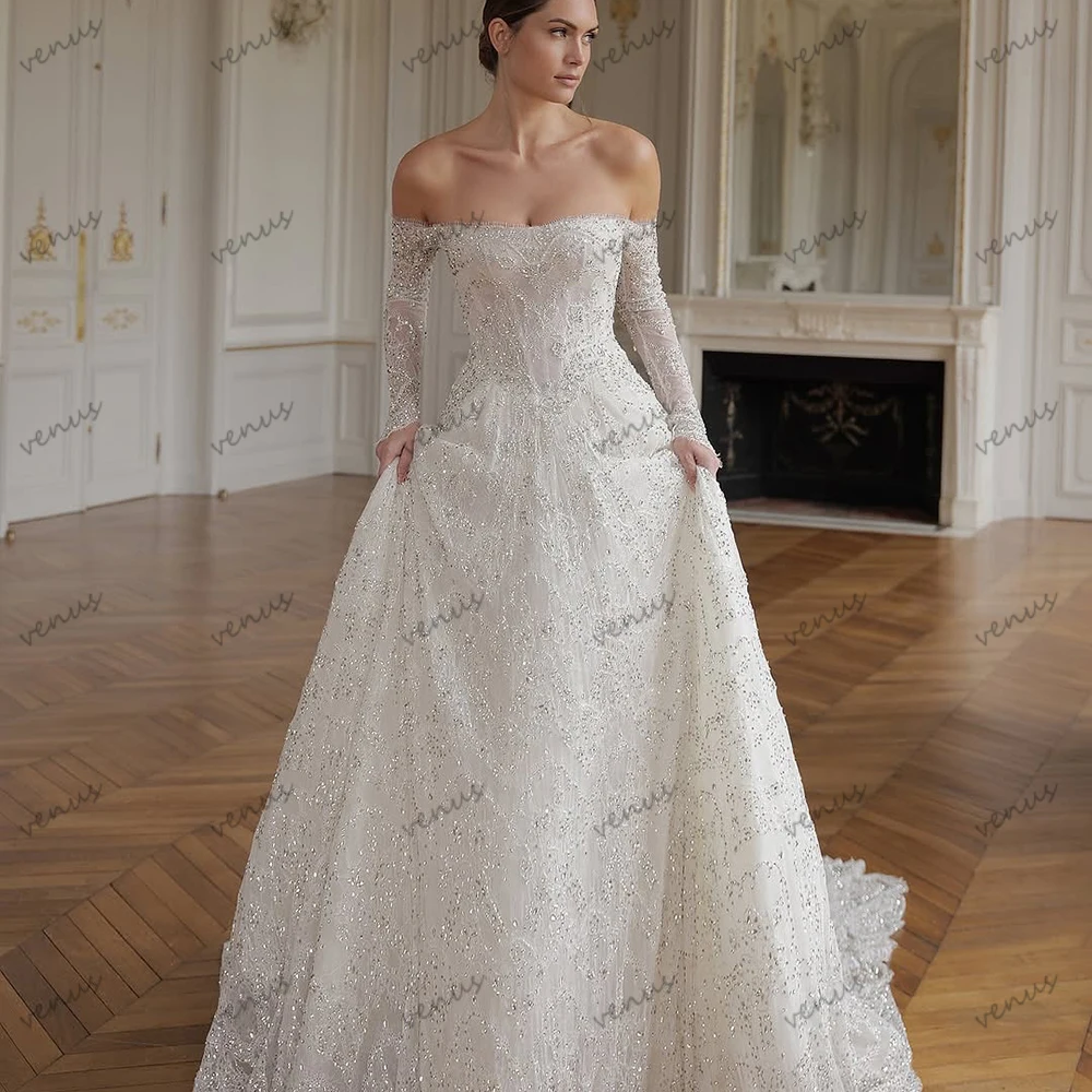 

Luxury Wedding Dresses Pretty Bridal Gowns Lace Appliques Off The Shoulder Robes Princess Exquisite Vestidos De Novia Customized