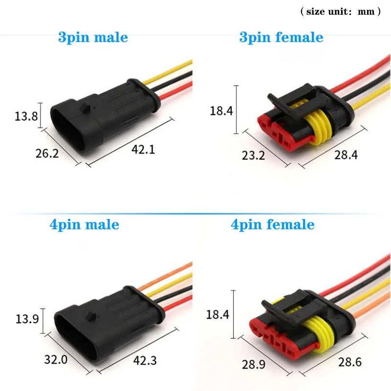 1pair 1P 2P 3P 4P 5P 6P Way Waterproof Electrical Auto cord Connector Male Female Plug 18awg with Wire Cable for Car Motorcycle