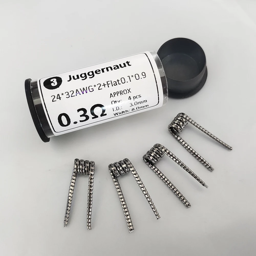 4pcs Juggernaut 0.3ohm Premade Resistance Wire A1 24x32AWGx2 Flat 0.1x0.9