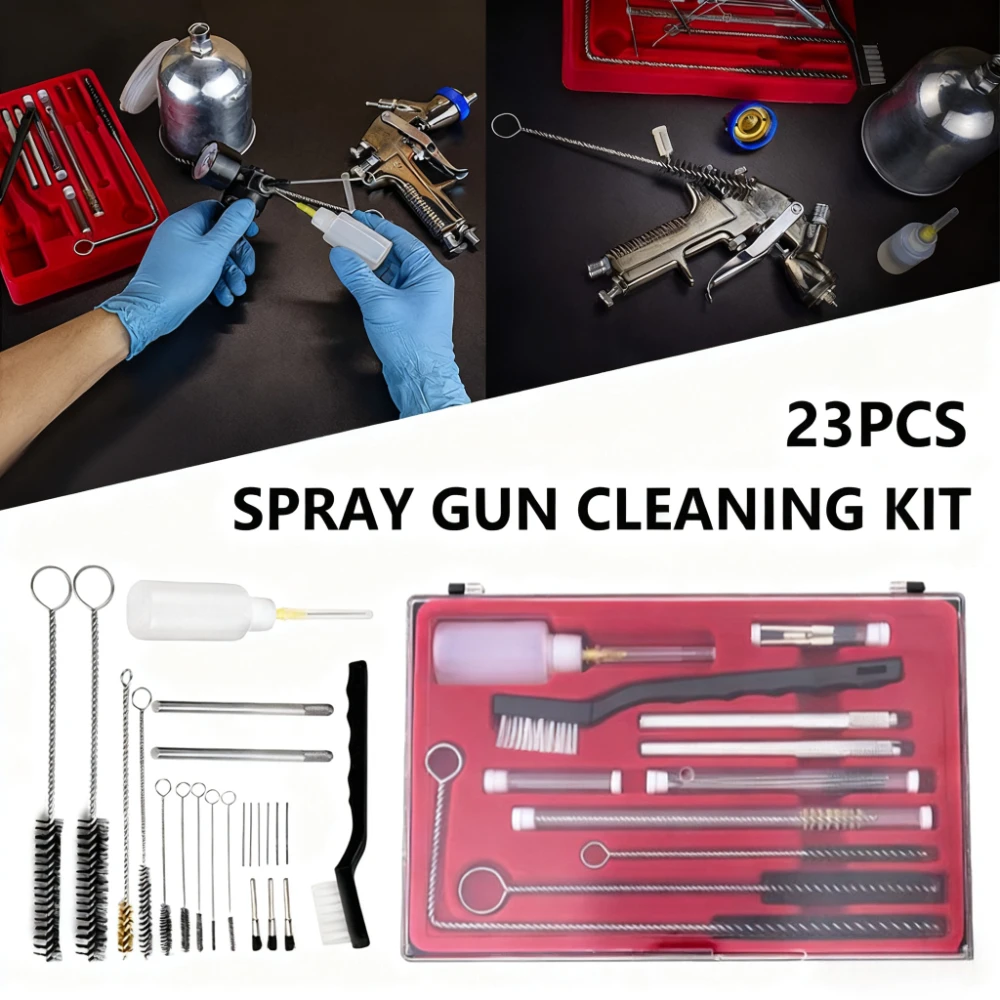23/17 Uds. Cepillo de limpieza de PISTOLA DE PULVERIZACIÓN profesional Kit de limpieza de PISTOLA DE PULVERIZACIÓN herramientas de limpieza cepillo de pintura aguja de limpieza