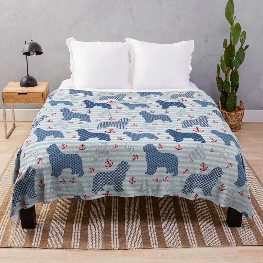 

Nautical Newfie Pattern Throw Blanket anime Custom Summer Beddings Baby Blankets