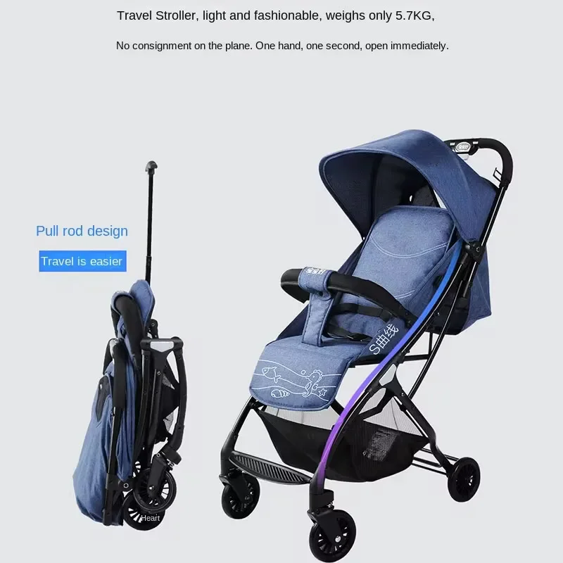 Lightweight Stroller High Landscape Newborn Two-way Swivel Seat Foldable Can Take on The Plane Shock Absorption Baby Stroller