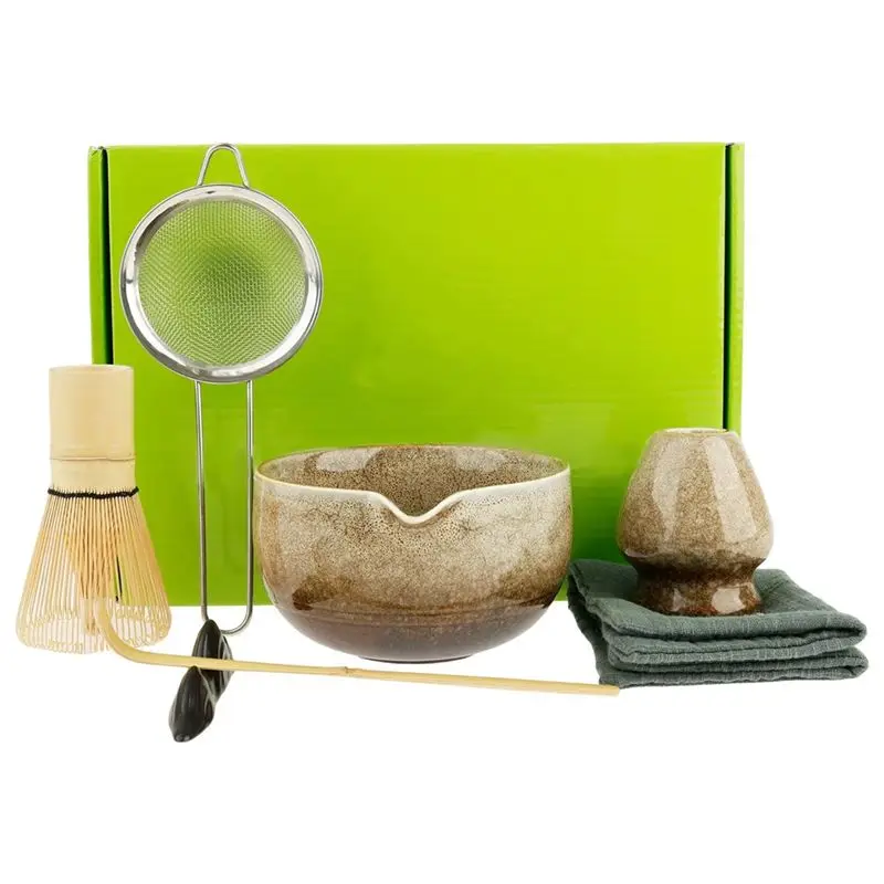 BAAG- Matcha Kit 7PCS Whisk Set For Tea Lover Includes Bowl Scoop Sifter Perfect For Home Camping Art Use