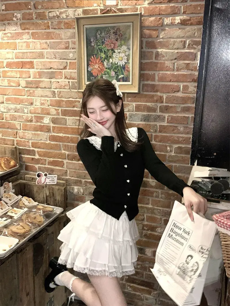 Japanese Lolita Girls Ball Gown Sweet Cute Fluffy White Lace Skirt Shorts Tiered Ruffle Safety Skirt for Cottagecore Outfits Y2K