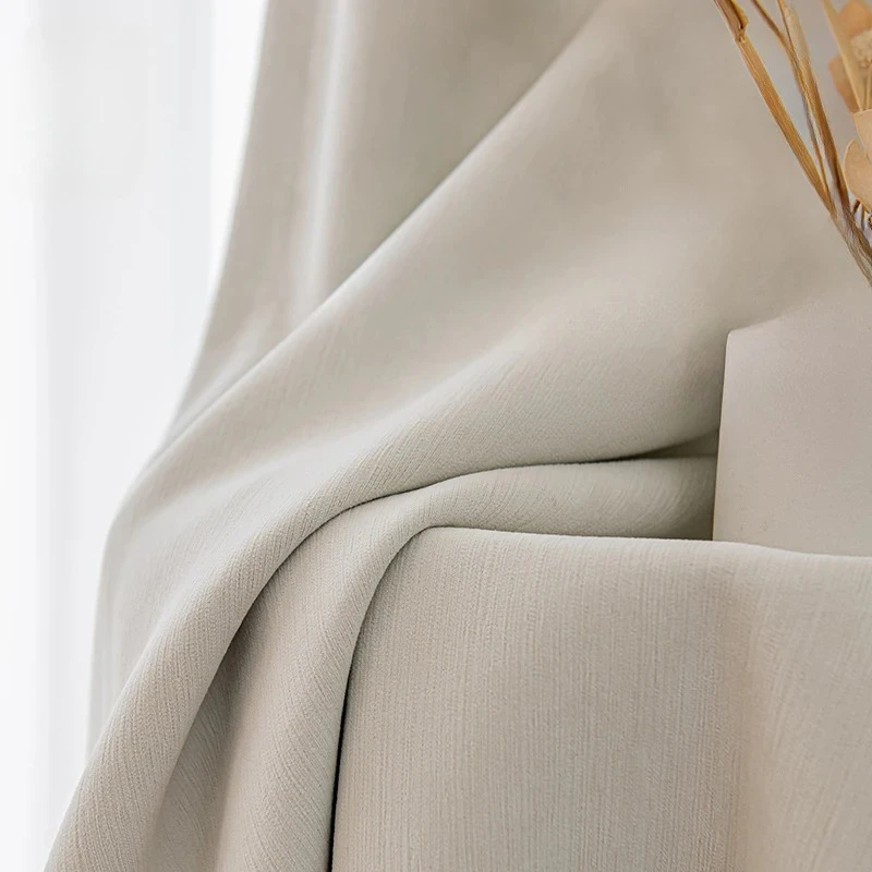 

High Blackout Soft Waxy Chenille Curtains for Living Dining Room Bedroom Shaped Full Blackout Fabric High-end Window Custom