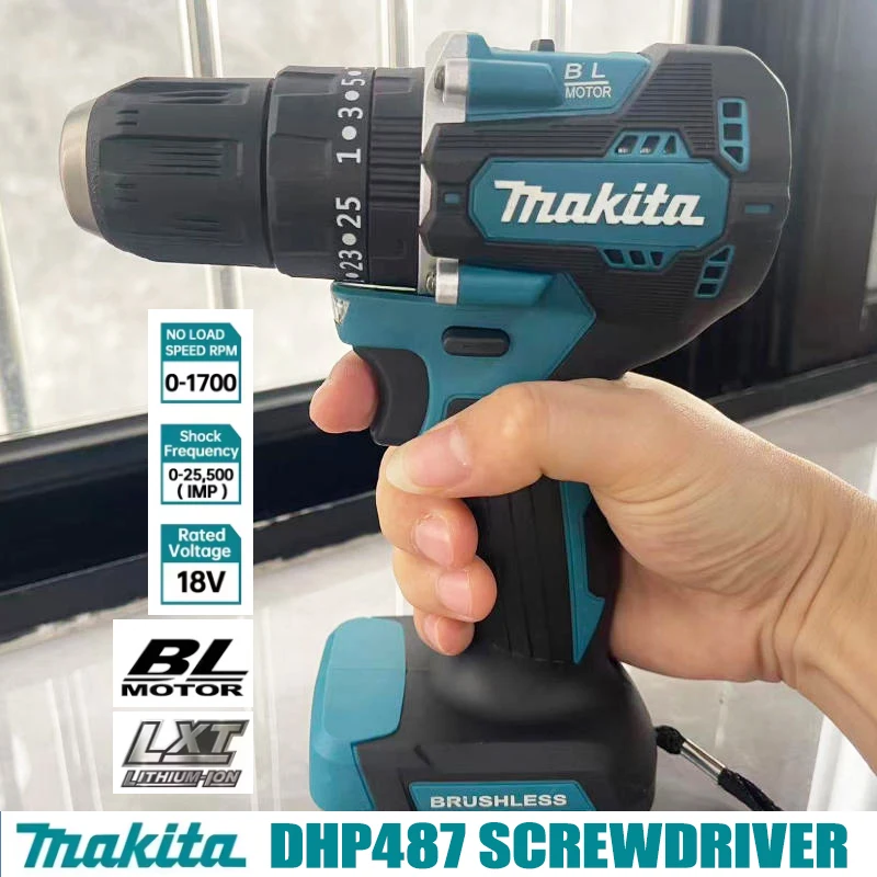 🔥Makita DHP487 18V  Brushless Cordless Impact Drill Motor Compact Hammer Driver Rechargeable Screwdriver Power Tools DHP487Z