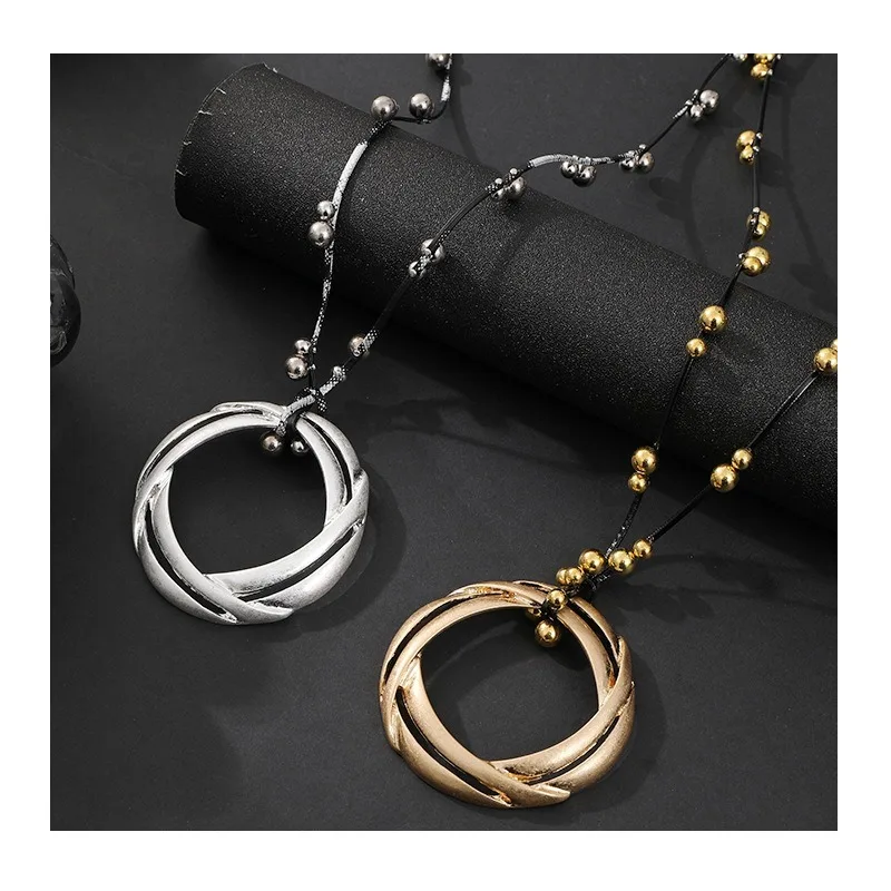 

Ring Pendant, Women's Long Necklace Design Sense, Personalized Retro Sweater Chain Jewelry