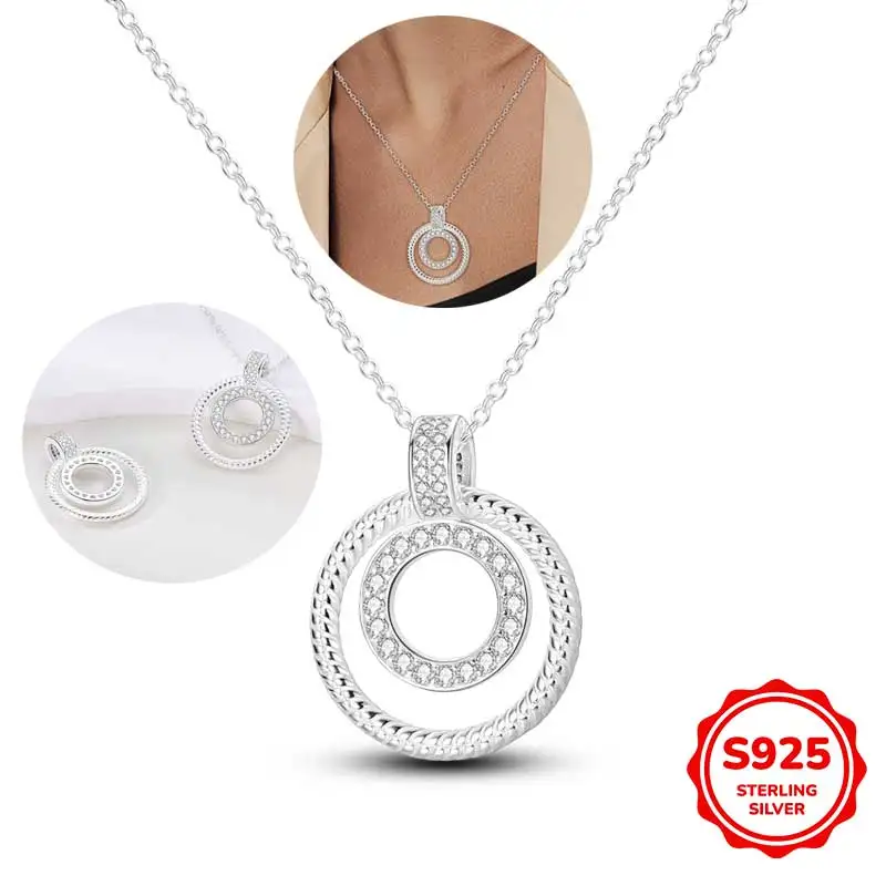 925 Sterling Silver Snake Bone Pattern Inlaid Ring Necklace Is Suitable for All Women to Wear. It Is the First Choice for