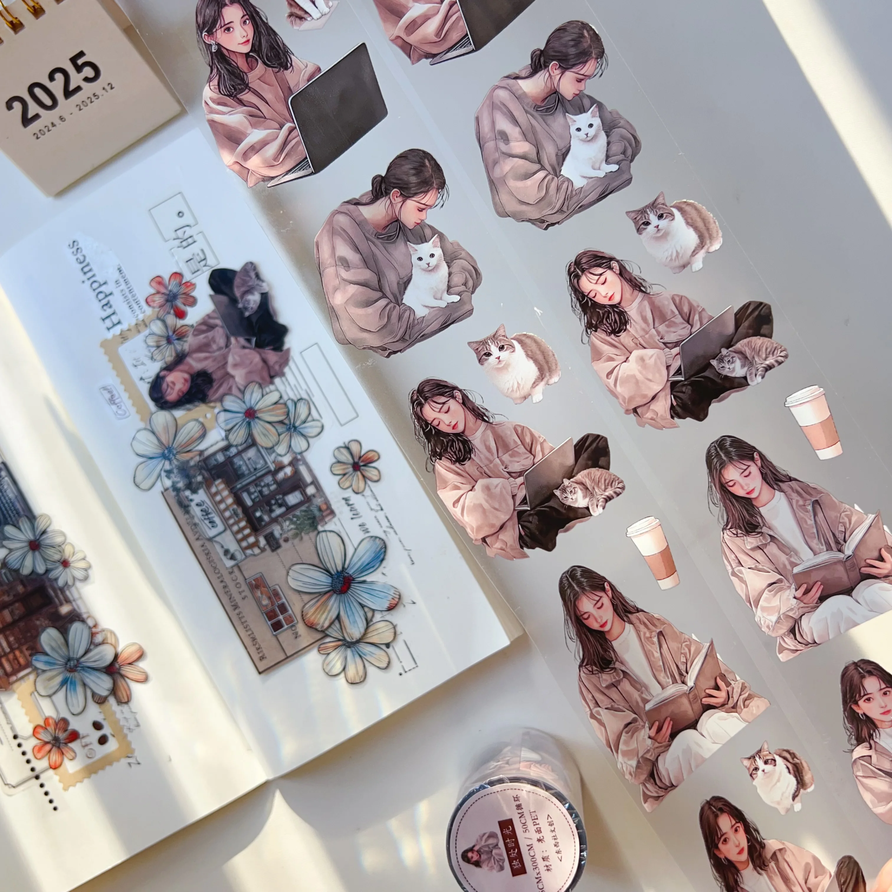 

[alone time] PET characters little girl Journal sticker tape, fashionable casual