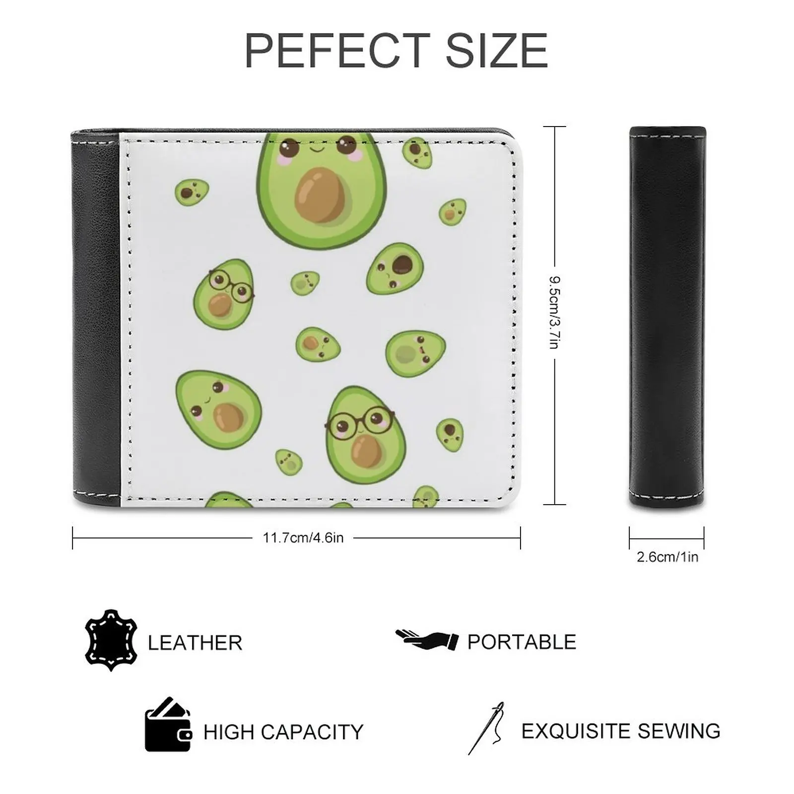 Cutest Avocado Ever Men's Wallet Purses Wallets New Design Dollar Price Top Men Leather Wallet Avocado Avocado Lovers Avocado