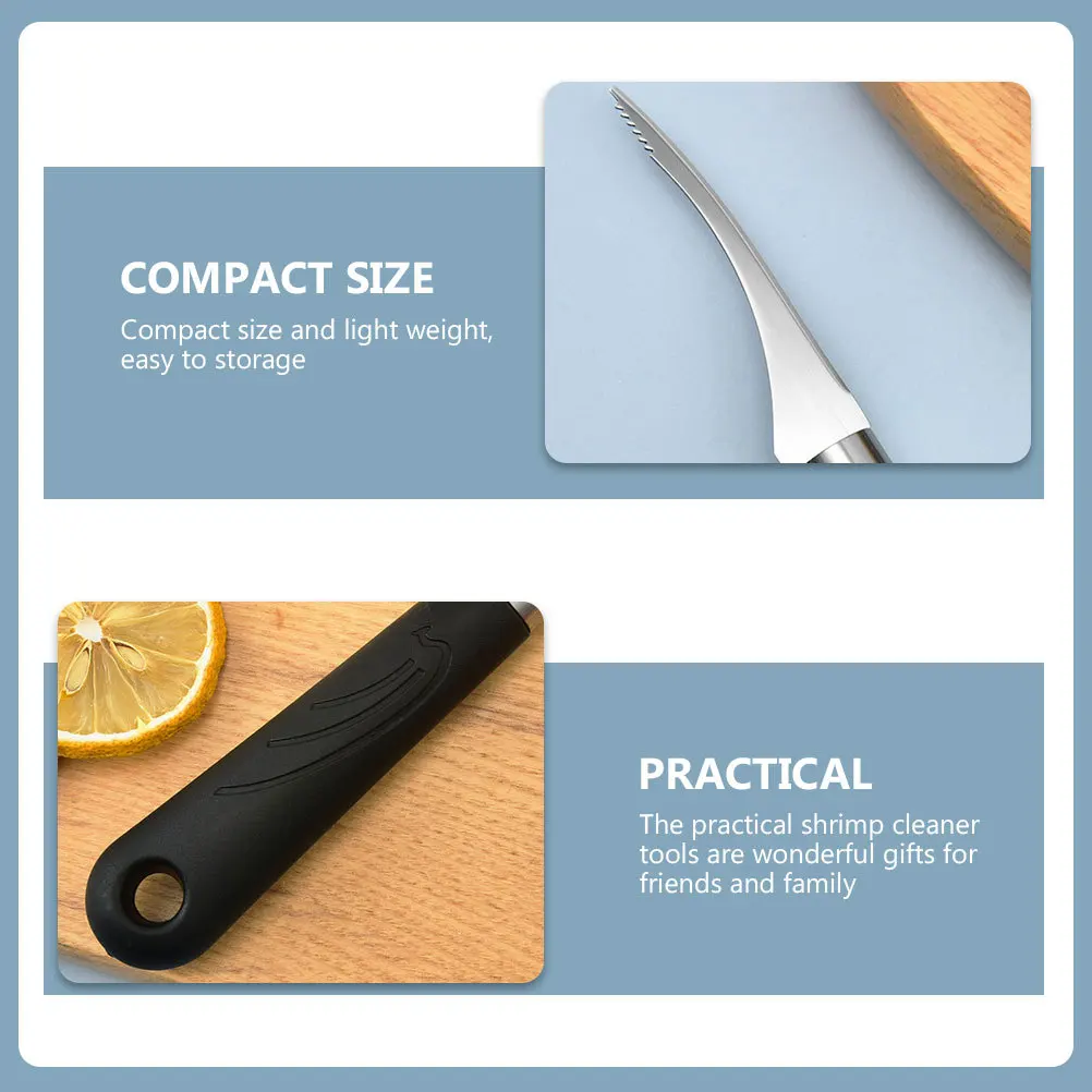 

2Pcs Stainless Steel Shrimp Line Peeler Kitchen Tool Practical Shrimp Cleaner Cutter for Home Restaurant