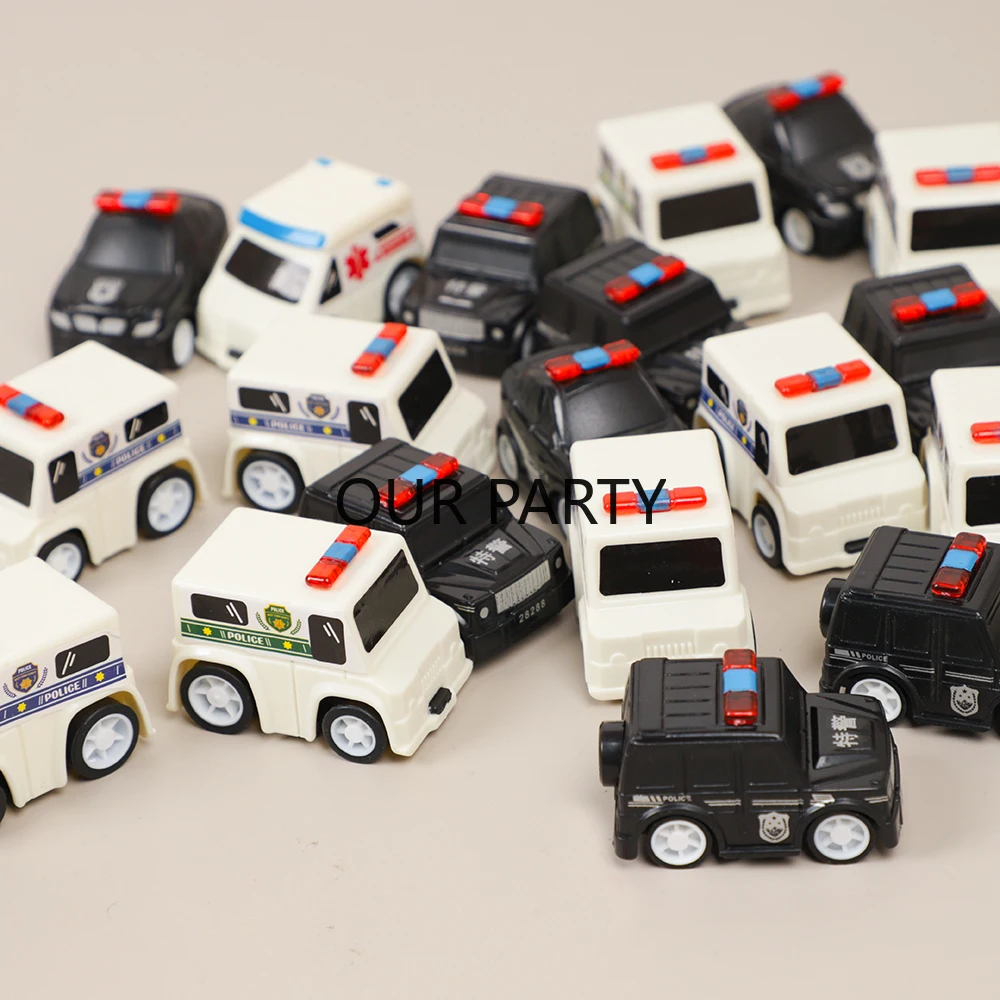 10Pcs Cute Mini Police Ambulance Car Plastic Pull Back Car Toys for Kids Boy Birthday Party Favors Pinata Fillers School Rewards