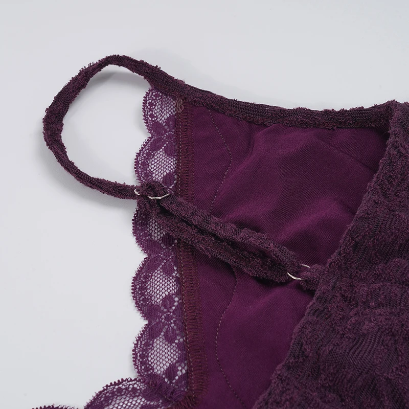SUCHCUTE Sexy Lila Spitzen-Camisole für Damen, schmales V-Ausschnitt-Top mit Spaghettiträgern, ärmellose Sommer-Coquette-Weste, Y2K Fairycore-Kleidung – Detail 7