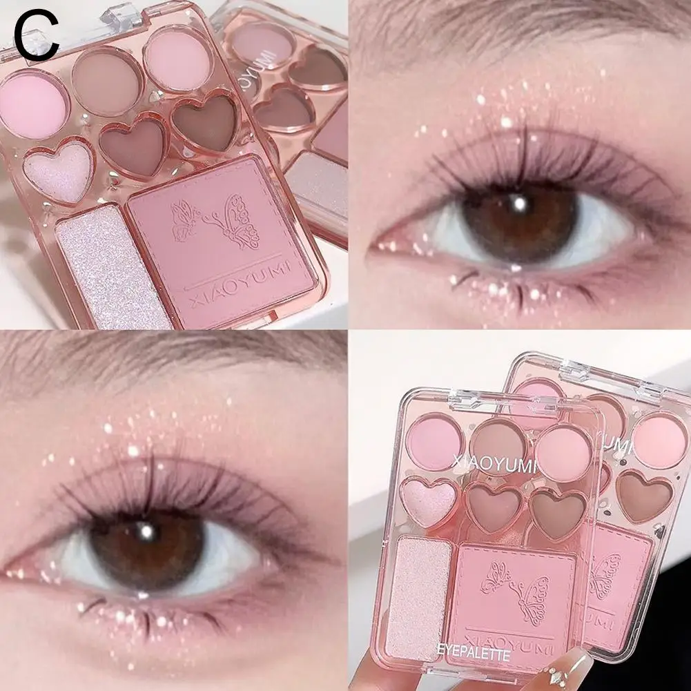 8 สี Love Eyeshadow Palette Pearly Glitter Shiny เครื่องสําอาง Blusher Powder Highlighter อายแชโดว์แต่งหน้า Beuaty กระจ่างใส Q5L6