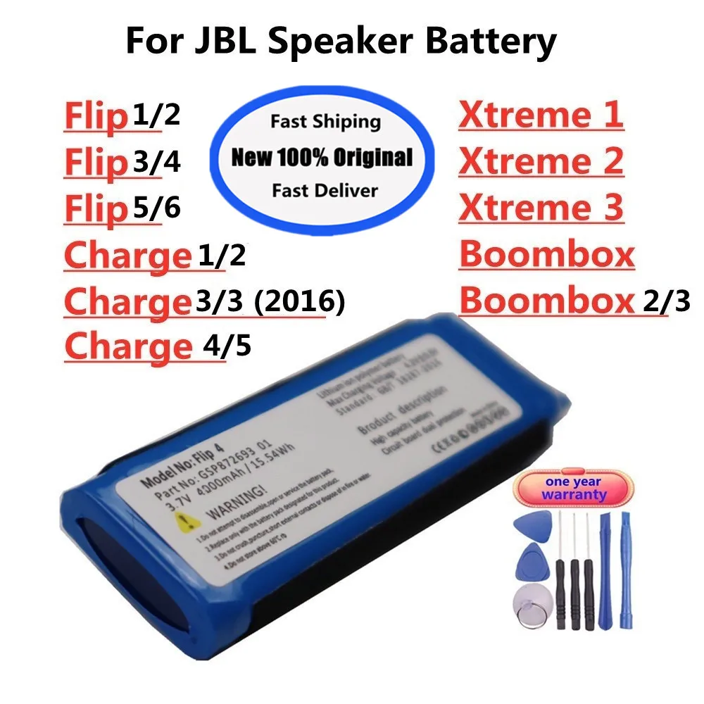 New Original Battery For JBL Charge 3 4 5 1 2 / Flip 3 4 5 6 1 2 / Xtreme 3 2 1 / Boombox 1 2 3 Wireless Bluetooth Speaker
