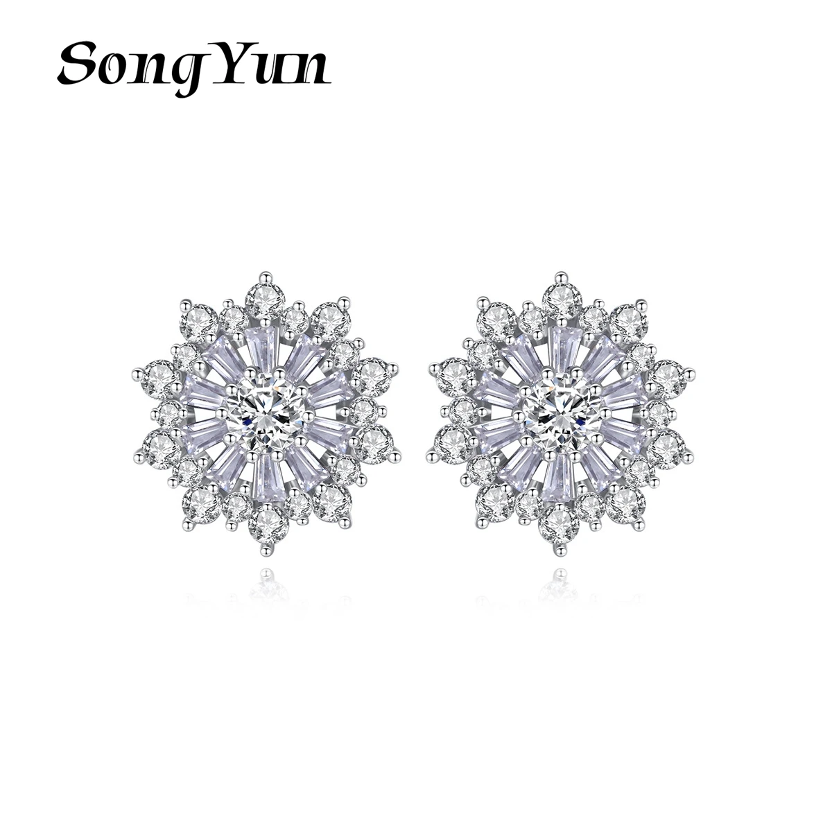 

SongYun Jewelry MHT Quality Brass Stud Earrings Drop CZ 7A Zircon Engagement Party Bachelorette Gift Women Earring Jewelry