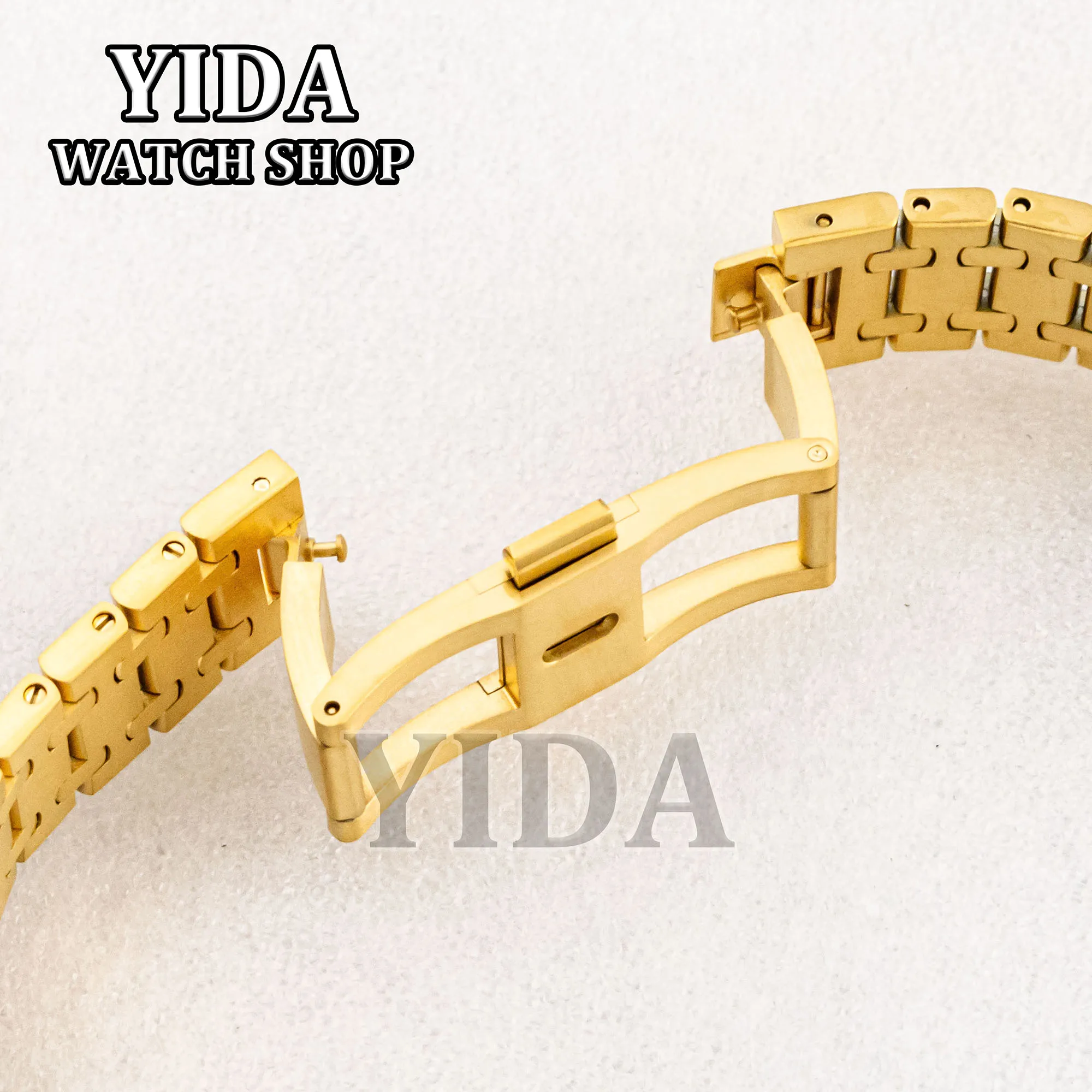 26 มม.สแตนเลสสตีลนาฬิกาผีเสื้อหัวเข็มขัดสีดําเงินทอง Rose Gold สร้อยข้อมือนาฬิกาปรับเปลี่ยน AccessoriesParts