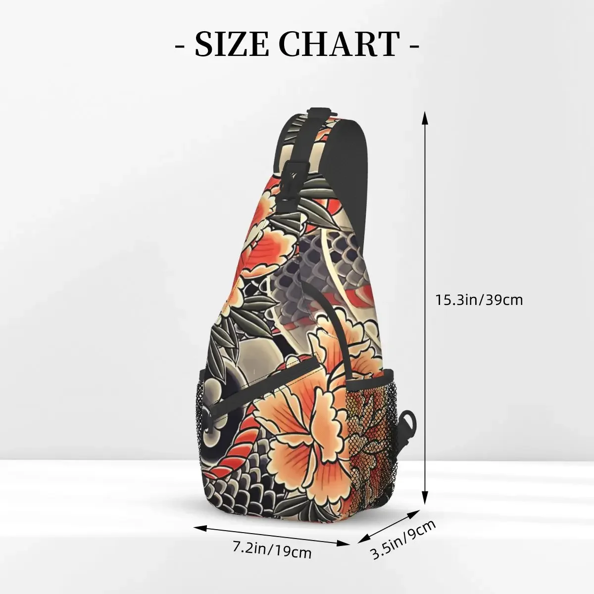 Japanese Art Tattoo Crossbody Bag Sports Snake Peonies Flower Ink Chest Bag Unisex Women Man Fashion Shoulder Backpacks Travel