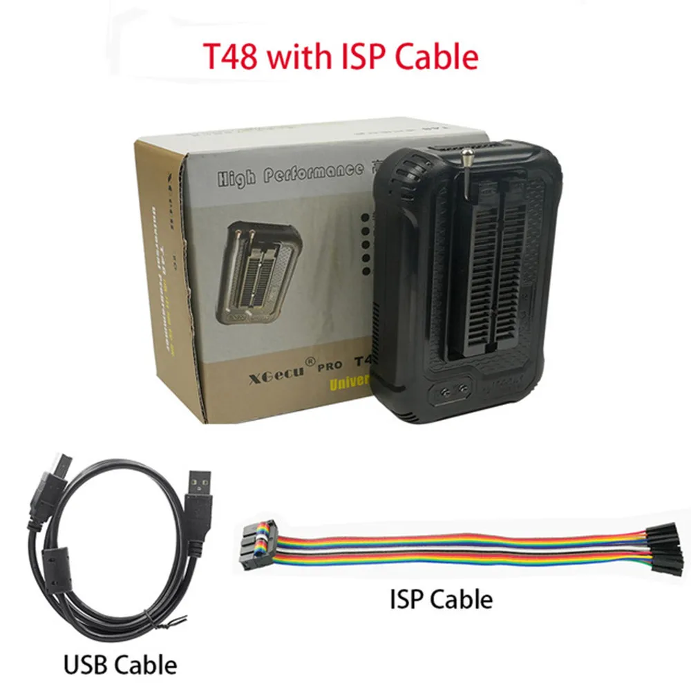 T48 Programmer ISP CABLE XGECU V12.57Support 28000+ ICs for SPI/Nor/NAND Flash/EMMC BGA153/162/169/100/221 TSOP/SOP/PLCC