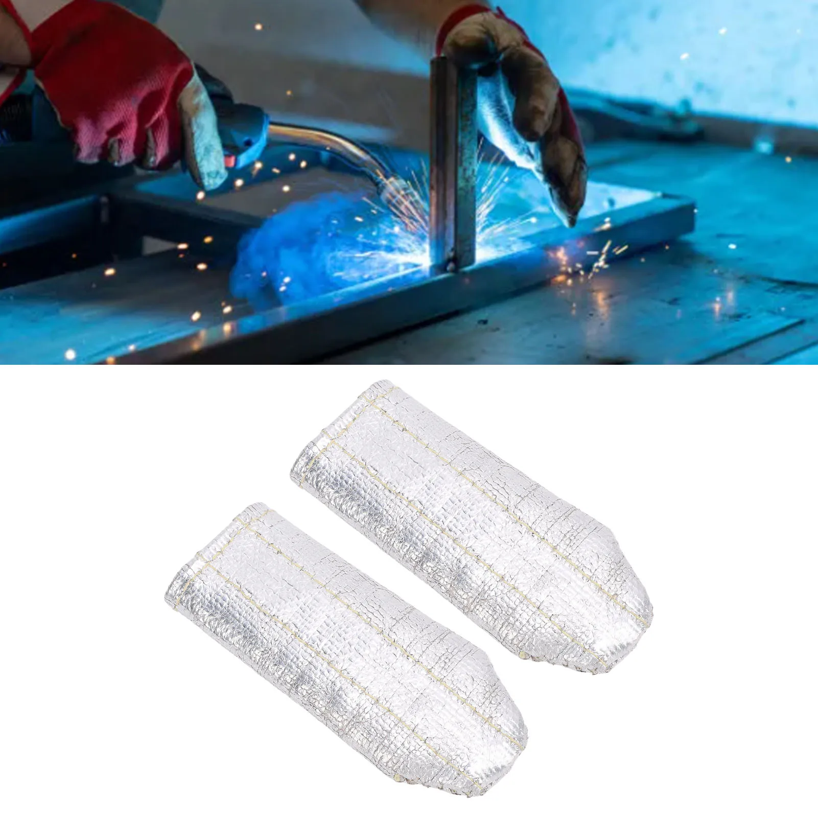2Pcs TIG Welding Finger Heat Shield Pocket Size Aluminum Foil Welders Glove Insulation Guards Welding Heat Insulation Fingers