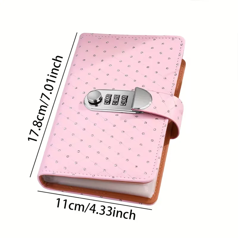 1Pc Faux Leather Password Cash Book with Lock - Rectangular Notebook Storage Box with Coin Storage, 50 Pages Can Hold 100 Banknotes, Secure Password Lock, Vertical Sliding Pocket, Large Capacity Collector's Currency Storage Device