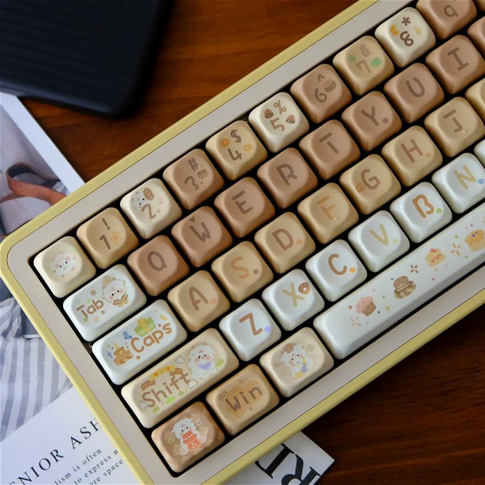 Baking Lamb Mechanical Keyboard QX3 Keycap Set PBT Cartoon Cute Girl 130 Keys Small Full Set Keycaps