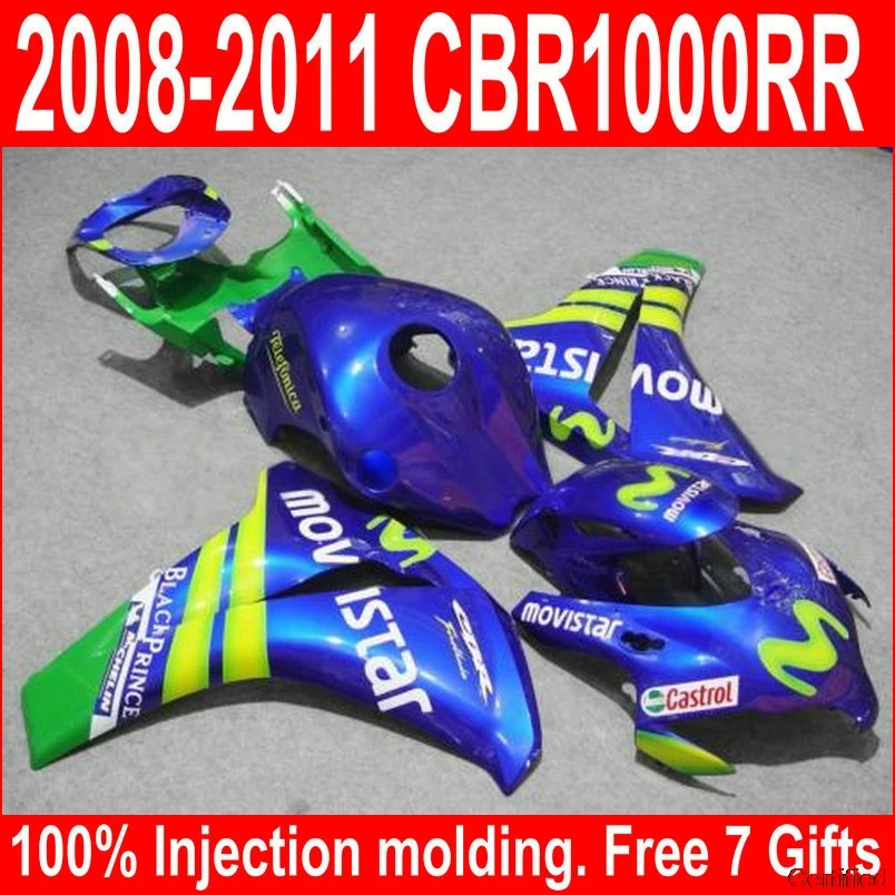 

Injection 100% Fairing Kit For Honda CBR1000RR 08 09 10 11 Green Blue Fairings Set CBR1000RR 2008-2011 DZ24