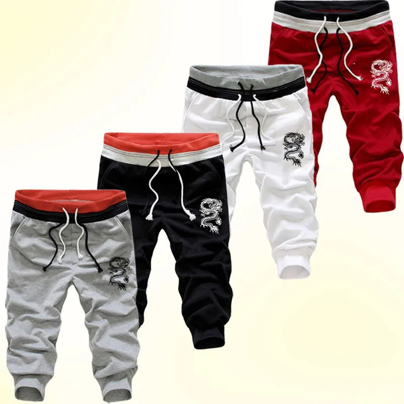 

Men's printed fashionable cropped pants with drawstring pockets, fashionable casual sports pants, summer pants
