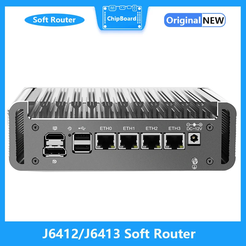 

Soft Router 12th Gen Intel Celeron J6413 J6412 4x i226-V 2.5G LAN 2*NVMe Firewall Mini PC Proxmox Computer ESXi AES-NI